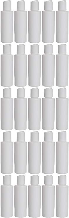 Earth's Essentials Twenty-Five Pack Of Refillable 4 Oz. Squeeze Bottles With One Hand Press Cap Dispenser Tops. Great for Dispensing Lotions, Shampoos and Massage Oils.