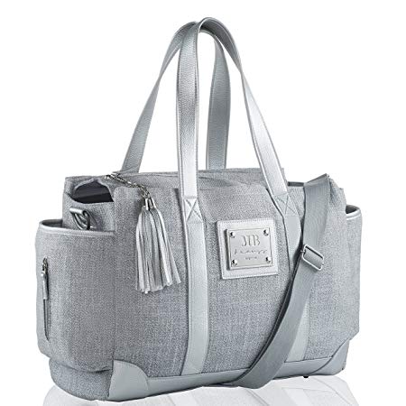 MB Krauss Fashion Diaper Bag- Large Women’s Diapering Tote with Multiple Pockets, Luxurious Design - for Every Day Use (Classic Tote) (Grey)