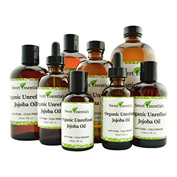 100% Organic Jojoba Oil | Imported From Argentina | Various Sizes | Virgin/Unrefined | Cold Pressed | 100% Pure | Natural Moisturizer for Skin, Hair and Face (2 fl oz Glass Bottle With Glass Dropper)