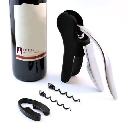 Furball Premium Rabbit Wine Opener Corkscrew with Foil Cutter With Extra Cork Screw Worm/Spiral (Velvet Black)