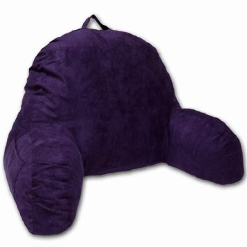 Microsuede Bedrest Pillow Purple - Best Bed Rest Pillows with Arms for Reading in Bed