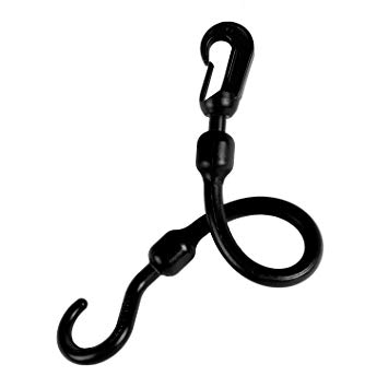 The Perfect Bungee 12-Inch Fixed End Bungee Cord with Nylon Hook and Clip, Black