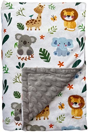 Baby Blanket for Boys Girls Double Layer Soft Plush Minky Blanket with Dotted Backing, Toddler Baby Newborn Blanket Shower Gifts (Cute Animal, 30 X 40 inches)
