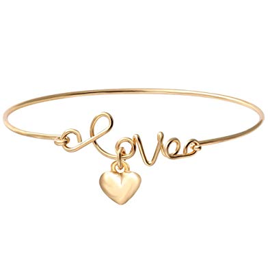 SENFAI Fashion 2 Colors Elegant Jewelry Love Heart Charm Bracelet Bangle Openable Children Bracelet