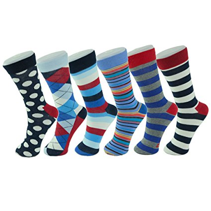 Alpine Swiss Men's Cotton 6 Pack Dress Socks Solid Ribbed Argyle Shoe Size 6-12