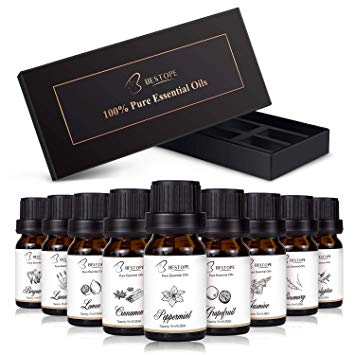 BESTOPE Aromatherapy Essential Oils - (9 x 10ml) -Therapeutic Grade 100% Pure and Nature Essential Oil Set - Lavender,Peppermint,Lemon,Eucalyptus,Rosemary,Grapefruit,Cinnamon, Bergamot,Jasmine