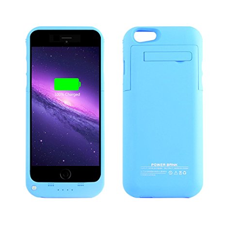 YHhao 3500mAh Charger Case for iPhone 6 / 6s Portable Cell Phone Battery Charger Slim Extended Battery Case Back up Power Bank Rechargeable Charger Case with Stand 4.7" for iPhone 6/6s (blue1)