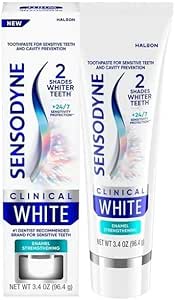 Senso~dyne Clinical White Toothpaste, for Sensitive Teeth, Enamel Strengthening, 3.4 oz, Mint Flavor Pk 1