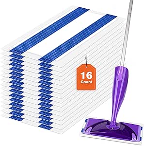 HOMEXCEL Multi-Layer Dry Floor Mop Pads Compatible with Swiffer WetJet-All Purpose Multi Surface Floor Cleaner Spray Mop Pads Refills for Hardwood Floor,16 Count