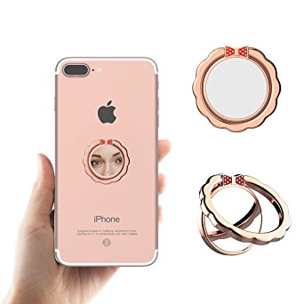 Ring Grip For Cell Phone, KOOSEN mirron surface Design Ring Grip Kickstand For Iphone 7 7 Plus 6S 6 5 5S, Galaxy Tablet,Fit For Magnetic Car Mount, 360°Finger Ring Holder For Phone (Rose Gold)