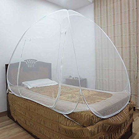 Healthgenie Mosquito Net Single Bed foldable with Patch, White
