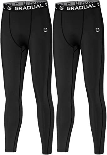 G Gradual Boys' Compression Pants Youth Thermal Base Layer Fleece Tights Sports Basketball Leggings for Boys