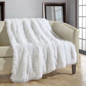 Chic Home 1 Piece Elana Shaggy Faux Fur Super Soft Ultra Plush Decorative Throw Blanket, 50 x 60", White