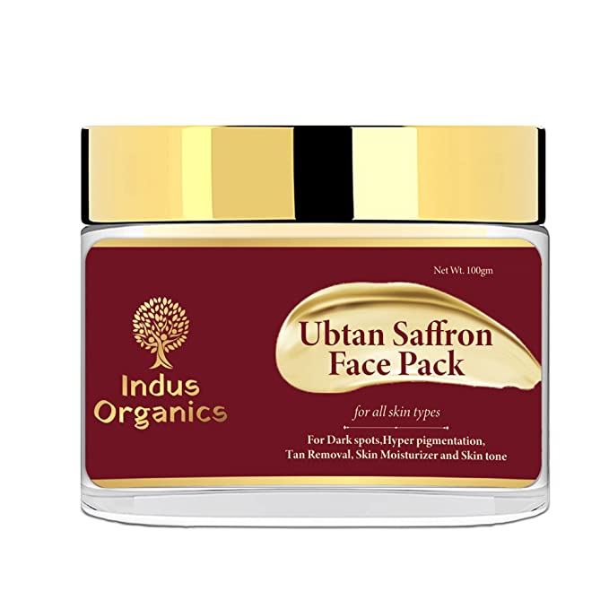 Indus Organics Ubtan Saffron Face Pack for Glowing Skin, detan pack for tan removal & Hyperpigmentation, Dark Spots & Radiant Complexion |100 ml |