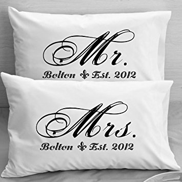Mr and MRS Pillowcases Personalized Wedding Gift, Anniversary, Romantic Gift Idea for Couples.