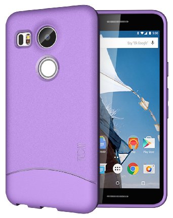 TUDIA Ultra Slim Full-Matte ARCH TPU Bumper Protective Case for Nexus 5X [Updated Version: With Microphone Cut Out] (2015) (Purple)