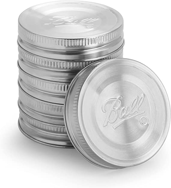 Ball Jar Stainless Steel One-Piece Mason Jar Lids, Wide Mouth, 6-Pack