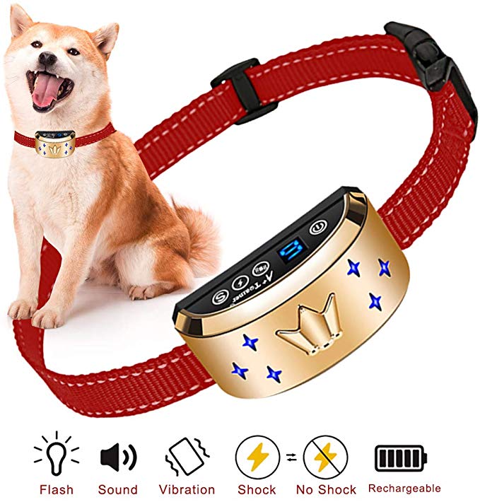 DoPuCo Humanely Designed Vibration & Shock Bark Collar for Dogs | Small, Medium & Large Bark Collar for Dogs Rainproof w/ 3 Modes [Beep, Vibrate, Shock] | Rechargeable Anti Barking Collar