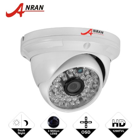 ANRAN 1200TVL SONY IMX138 CMOS Sensor High Resolution 48IR LEDs Color Day Night Vision Infrared Security Waterproof Outdoor/ Indoor Dome Surveillance CCTV Camera