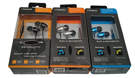 Polaroid Metal Buds with Built-in-Mic PHP729,blue