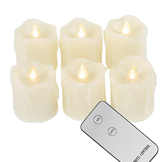 Battery Operated Flickering Flameless Votive Candles with Remote LED Decorative Lights for Halloween Christmas Wedding Party Event Home Kitchen Decorations Decor Supplies 6 Pack Batteries Included