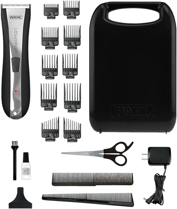 WAHL Canada Lithium-Ion Rechargeable Haircutting Kit, continuous power with the convenience of corded or cordless operation, Detachable & rinseable blades for convenient clean up - Model 3105, Black