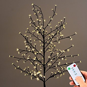 LED Blossom Tree, LEORX 6 Foot 220 LEDS Cherry Light Up Tree 8 Modes with Remote Control for Home Party Wedding Indoor Outdoor Night Light (Warm Light)