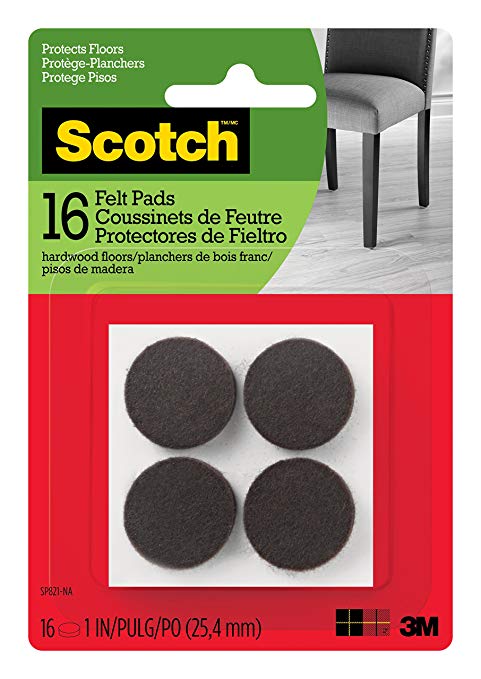 Scotch Felt Pads, Round, Brown, 1-Inch Diameter, 16 Pads/Pack (SP821-NA)