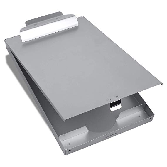 Metal Clipboard with Storage Form Holder Portfolio Aluminum Metal Binder with High Capacity Clip Posse Box Self Locking Latch -14 x 9.5 inch Size Clipboard for Office Business Professionals Stationer