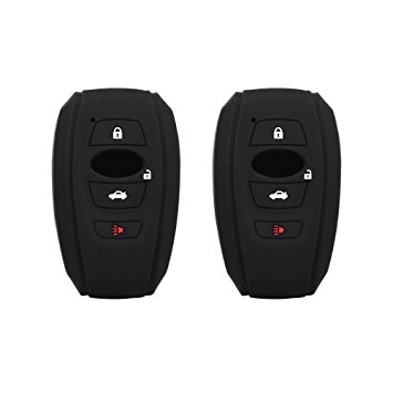 Fontic Set of 2 Black Rubber Silicone Smart Key Fob Remote Cover Case Holder Protectors for 2016 2017 Subaru Forester Sti 2017 Outback 2015 2016 XV Crosstrek Impreza 2014-2017 BRZ 2016 WRX