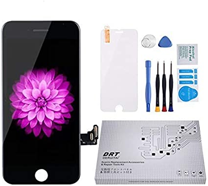DRT iPhone 8 Screen Replacement 4.7", LCD Touch Screen Digitizer Assembly Set   Premium Glass Screen Protector Free Repair Tool Kits (8 Black)