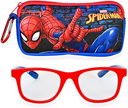 Spiderman Blue Light Glasses for Kids Computer Eyeglasses with Carrying Case | Gaming Glasses for Boys (Red/Blue)