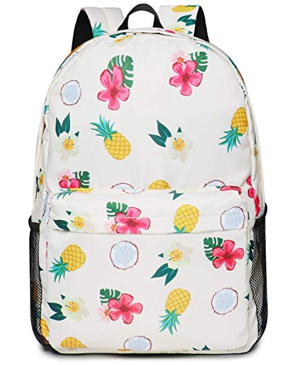 FITMYFAVO Hawaiian Pineapple Ultralight Laptop Backpack | School Bookbags | Waterproof College Daypack Multi-pockets