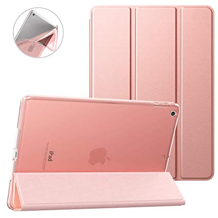 Dadanism iPad 9.7 2018 Case 6th Generation/iPad 9.7 2017 Case 5th Generation, [Flexible TPU Translucent Soft Back] Ultra Slim Lightweight Trifold Stand Smart Cover with Auto Sleep/Wake, Rose Gold
