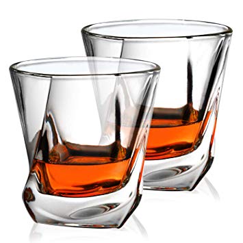 Crystal Whiskey Glasses - Imarku Old Fashioned Glasses for Whiskey, Scotch,Cognac,Bourbon-Liquor Glasses for Men/Women-Set of 2-Luxury Gift Box-Twisted