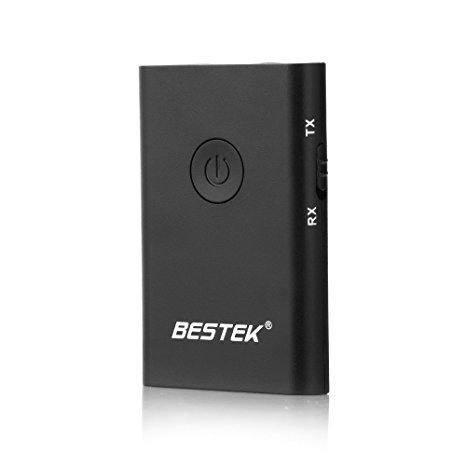 Bluetooth Transmitter/Receiver, BESTEK Wireless Portable 2-in-1 Adapter, 3.5mm Audio Cable, Connect to Headphones/ Home Sound System Speakers, Car Stereo System