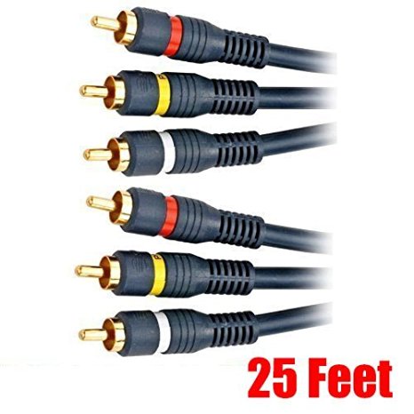 iMBAPrice® 25 feet Long 3RCA Male to 3RCA Male High Quality Home Theater RCA Audio/Video Cable