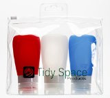 Air Travel Bottles - Three 3 Ounce High Quality Leak Proof Silicone Travel Containers for Travel Size Toiletries - in TSA Approved Toiletry Bag - A Smart Travel Choice