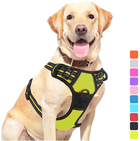 Vovodog Dog Harness No-Pull Pet Harness, Adjustable Outdoor Walking Pet Reflective Oxford Soft Vest with 2 Metal Rings and Handle Easy Control for Small Medium Large Dogs