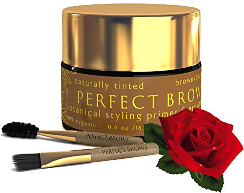 Perfect Brows TM 100 Botanical Styling Primer Pomade and Brow Care Balm O6 Oz 18 Ml  FREE Mini-Brush Kit 2 ps Set Organic styling pomade to regenerate growth for fuller natural brows over time