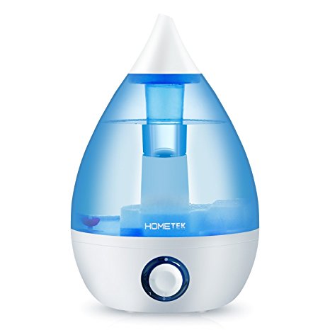Ultrasonic Humidifier , HOMETEK 209 Water Tank 3L Capacity Drop Shape Cool Mist Water Refills Humidifier With Cool Mist Spray/ Waterless Auto Shut-Off Function For Home Office Bedroom Yoga Baby Room (Blue)