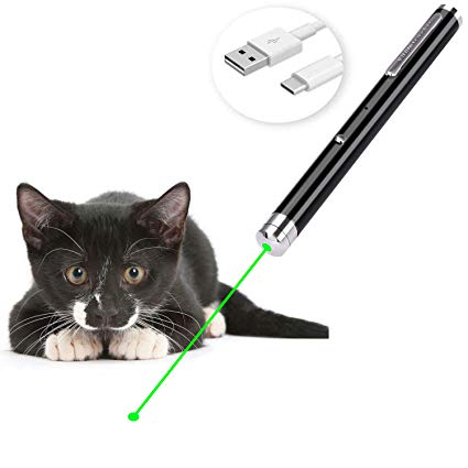 Ulako USB Rechargeable Cat Toys Interactive LED Light Pointer for Cats Catch Teasing Scratching Training