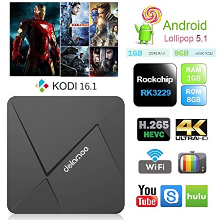 TV BOX Kodi 16.1 Android 5.1 TV 4K Smart TV BOX RK3229 Rockchip RK3229 Quad-core Cortex A7 1G / 8G Streaming Media Player TV Box WiFi- HDMI