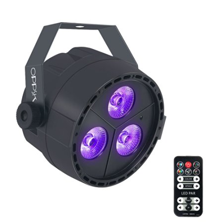 OPPSK Stage Lighting by Gamut Par Lights 4in1 Mini Professional 3x4-watt LED Par Can with Remote Control DMX Sound Activated (RGB/UV)