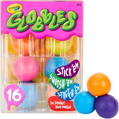 Crayola Globbles, 16 ct, Sticky, Reusable, Washable Giftable, Loot Bags, Kids, Ages 3, 4, 5, 6 and Up, Holiday Toys, Stocking , Arts and Crafts,  Gifting