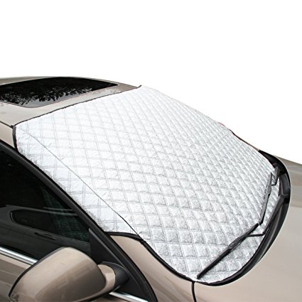 Car Windscreen Frost Cover, FREESOO Snow Cover Windshield Ice Cover Dust Sun Shade Protector Morning Time Saver in all Weather Small