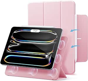 ESR for iPad Pro 13 Inch Case M4(2024), Powerful Magnetic Attachment, Slim Trifold Stand Case, Supports Pencil Pro and Pencil(USB-C), Auto Wake/Sleep, Durable Protection, Rebound Series, Pink