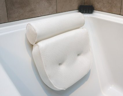 Luxurious Bath Pillow Plus Konjac Sponge, Extra Large Suction Cups, No More Mold Quick Drying Mesh