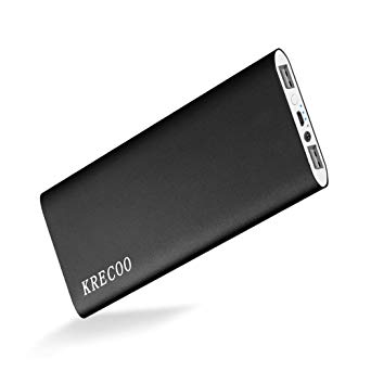 KRECOO Power Banks 20000mah Portable Phone Charger Ultra Thin LED Flash Lights High Capacity External Battery Pack for All Mobile Phones and More Smart Devices