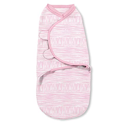 SwaddleMe Natural Position 2-in-1 Swaddle with Easy Change Zipper, Sugar Stripes, Small (0-3 Months, 7-14 lbs, up to 26")